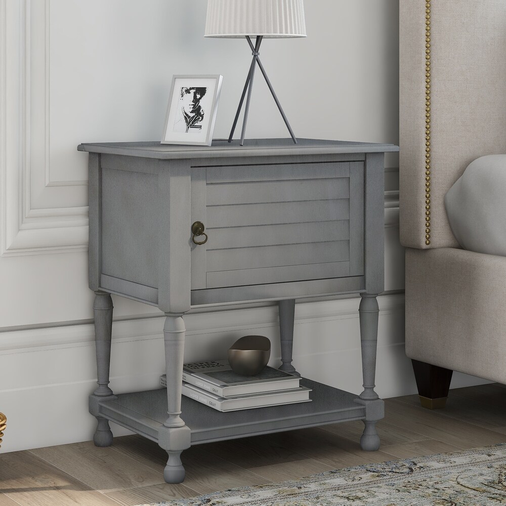 Versatile Nightstand Table Locker With Two Built in Shelves Cabinet And an Open Storage MDF  table USB Charging Design