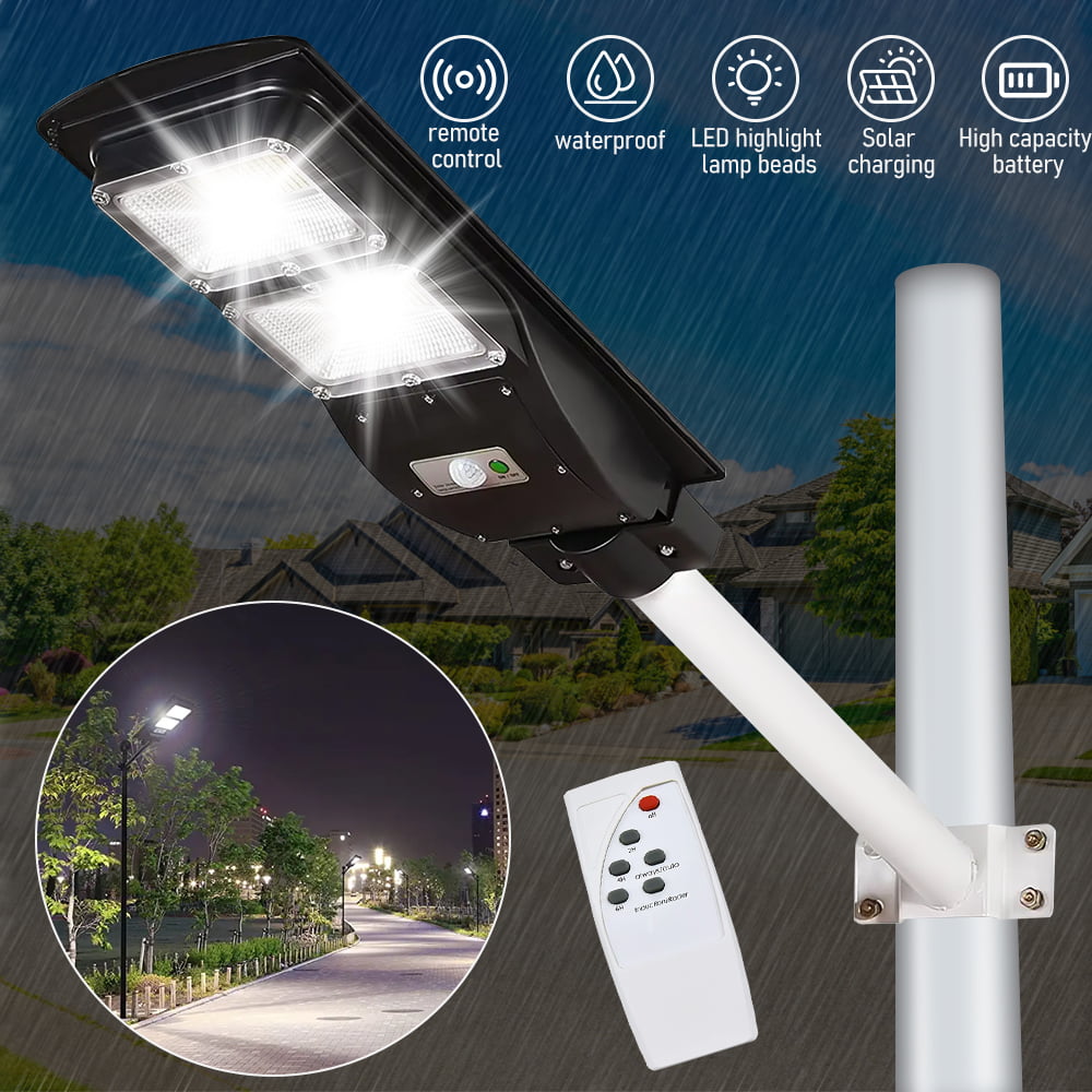 Solar Street Light， 10000Lumens LED Solar Power Street Light with PIR Motion Sensor Dusk to Dawn Outdoor Solar Lighting for Street， Park， Garden，Courtyard， Walkway， IP66 Waterproof Lamp+Pole