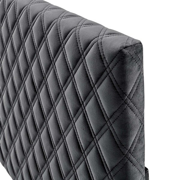 Lemont Diamond Shaped Charcoal Velvet Upholstered Twin Size Headboard - - 31647135