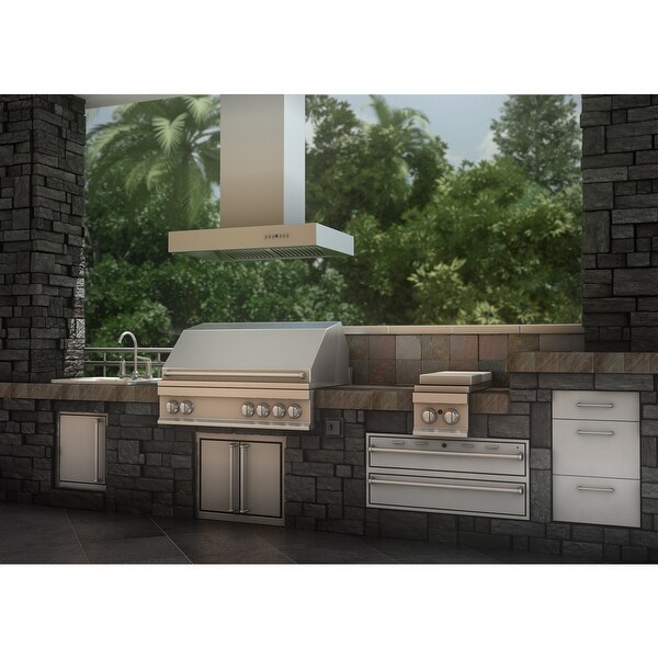 ZLINE Ducted Outdoor Island Mount Range Hood in Stainless Steel