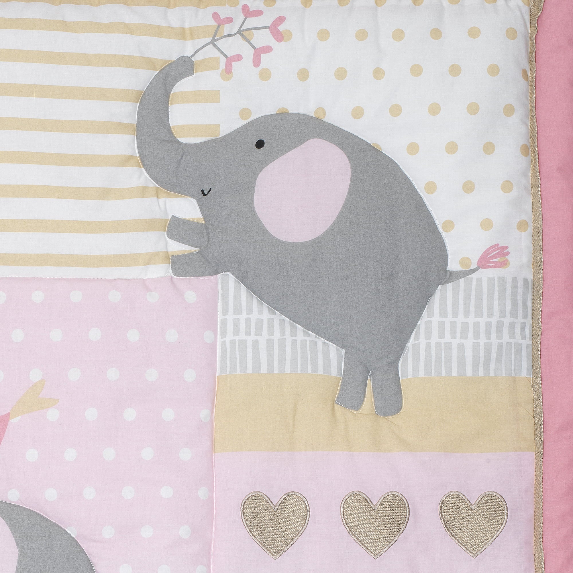 Bedtime Originals Eloise 3-Piece Elephants Crib Bedding Set - Pink， Gray， White， Animals