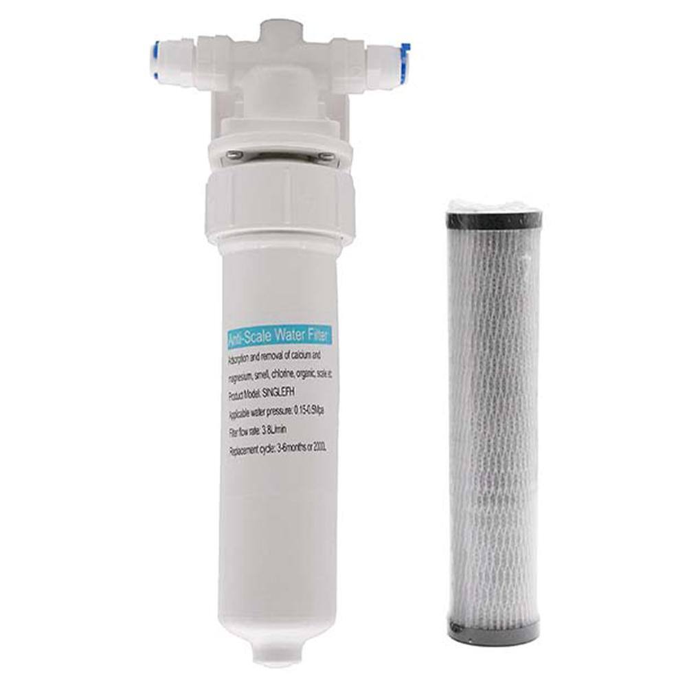 Westbrass Under Sink In-Line Water Filter Unit and Cartridge for Instant Hot or Pure Water Dispenser Faucets White F400