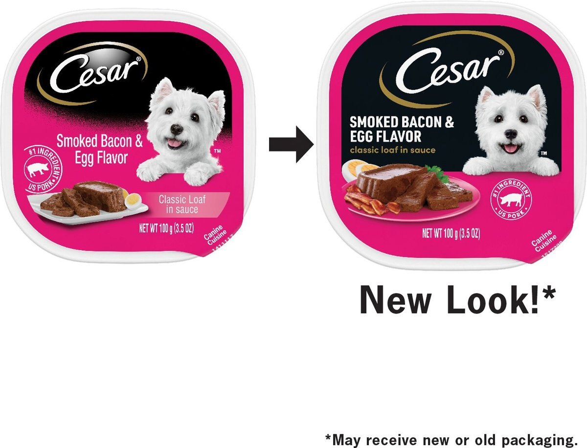 Cesar Classic Loaf in Sauce Smoked Bacon and Egg Flavor Dog Food Trays