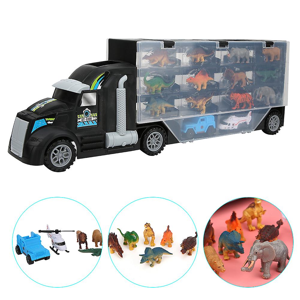 Animals Transporter Truck Sliding Headstock Carrier Children Toy Set With Rich Accessoriessy9914