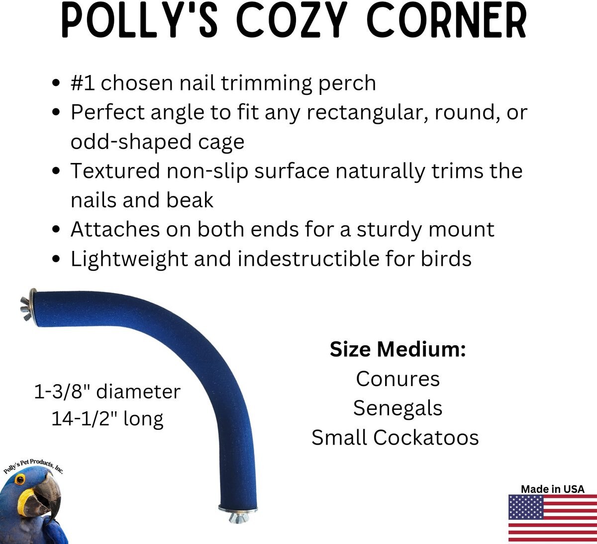 Polly's Pet Products Cozy Corner Bird Perch， Blue