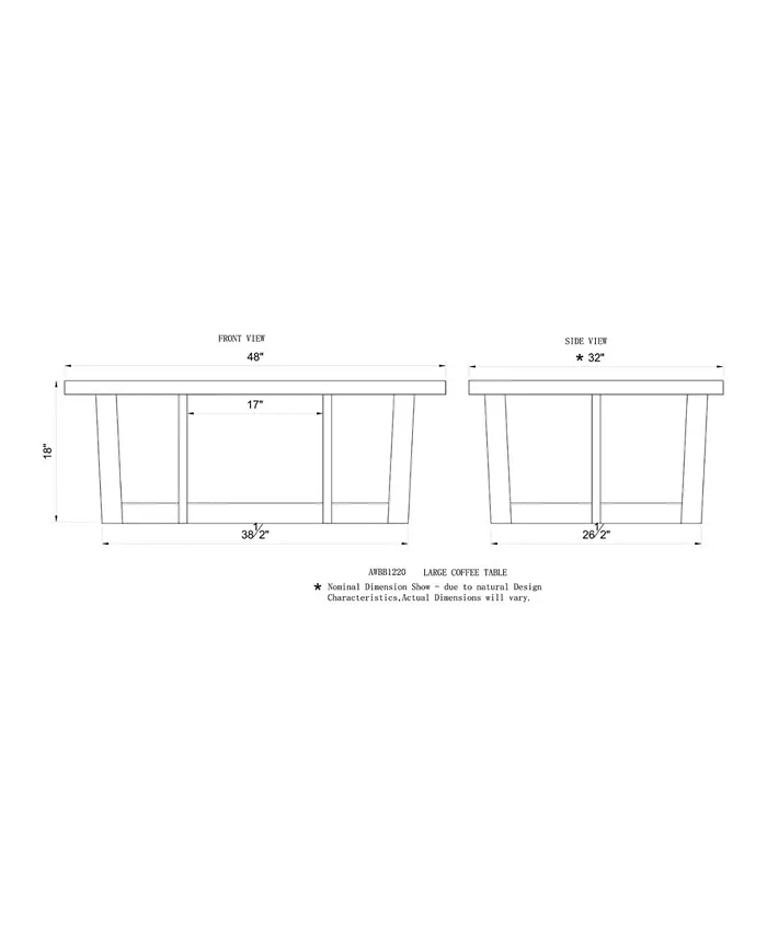 Alaterre Furniture Berkshire Natural Live Edge Wood Large Coffee Table