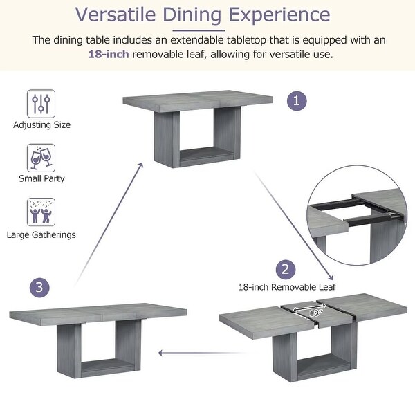 Extendable Dining Table Set with Removable Leaf，4 Upholstered Chair