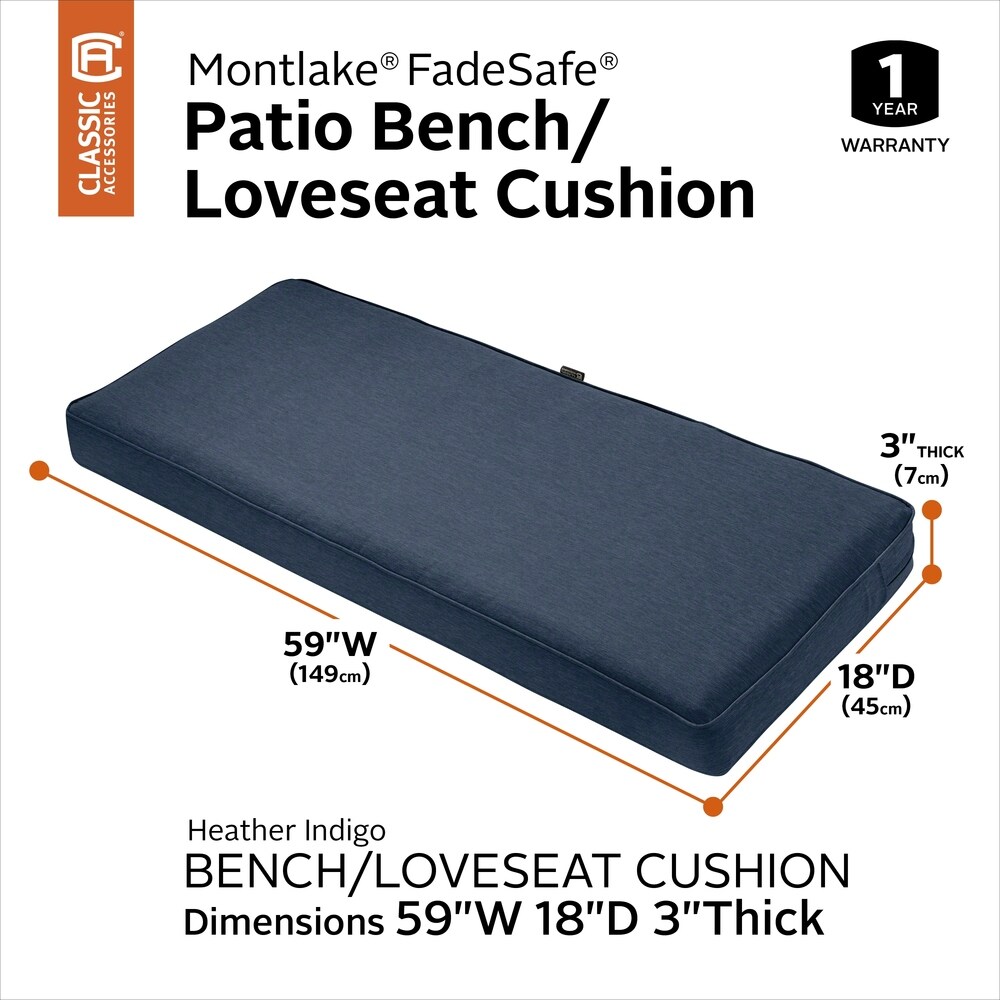 Montlake FadeSafe Patio Bench/Settee Cushion 3\