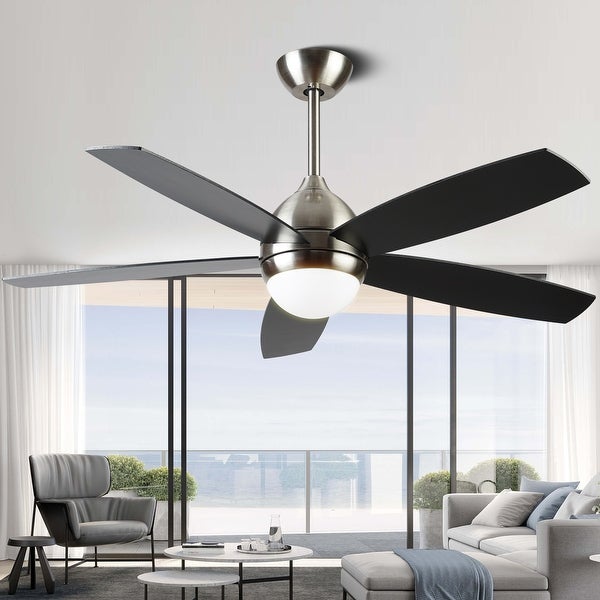 52 in. LED Indoor Brushed Nickel Ceiling Fan with Light Kit， Remote and Reversible Blades and Motor Shopping - The Best Deals on Ceiling Fans | 41309977