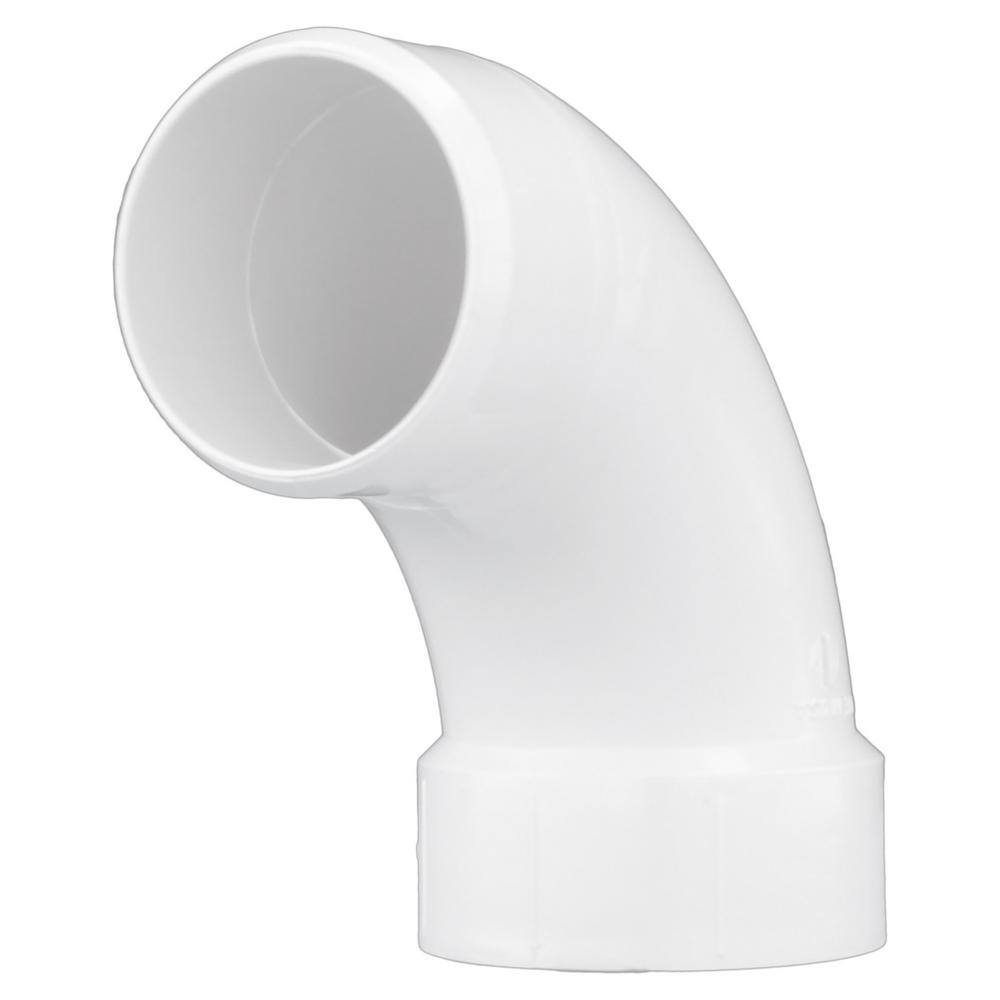 Charlotte Pipe 3 in. PVC DWV 90-degree Long Sweep Hub x SPG 14 Bend Street Elbow Fitting PVC 00309  1000HD