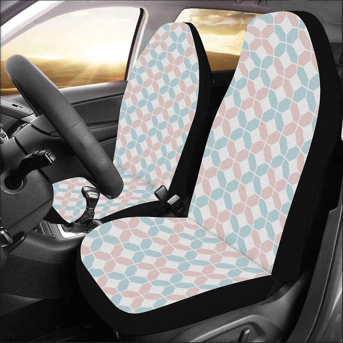 Set Of 2 Car Seat Covers Color Polygon Universal Auto Front Seats Protector Fits For Car，suv Sedan，truck