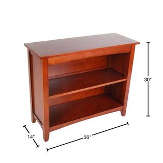 Alaterre Furniture 30 in. Cherry Wood 2-shelf Standard Bookcase with Storage ASCA0760