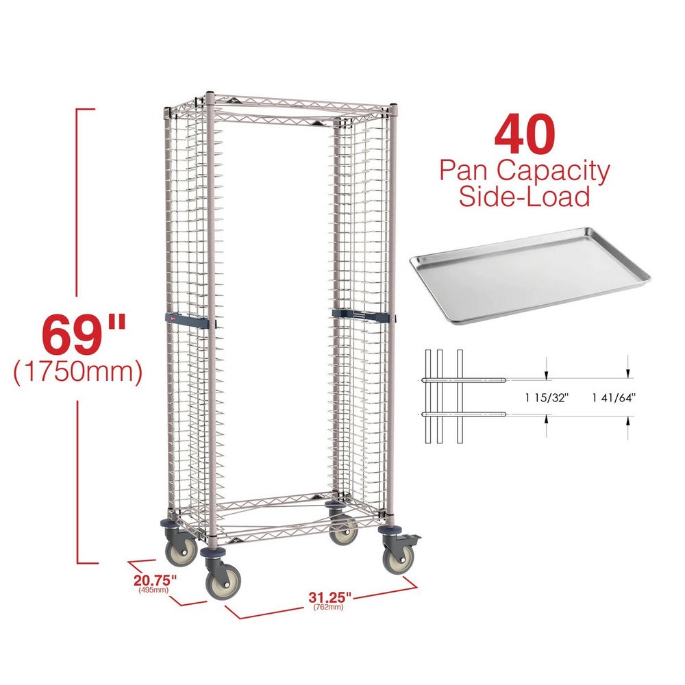 Metro RS1K4S Side-Load Stainless Steel/Metroseal 40-Pan Rack， 1.5