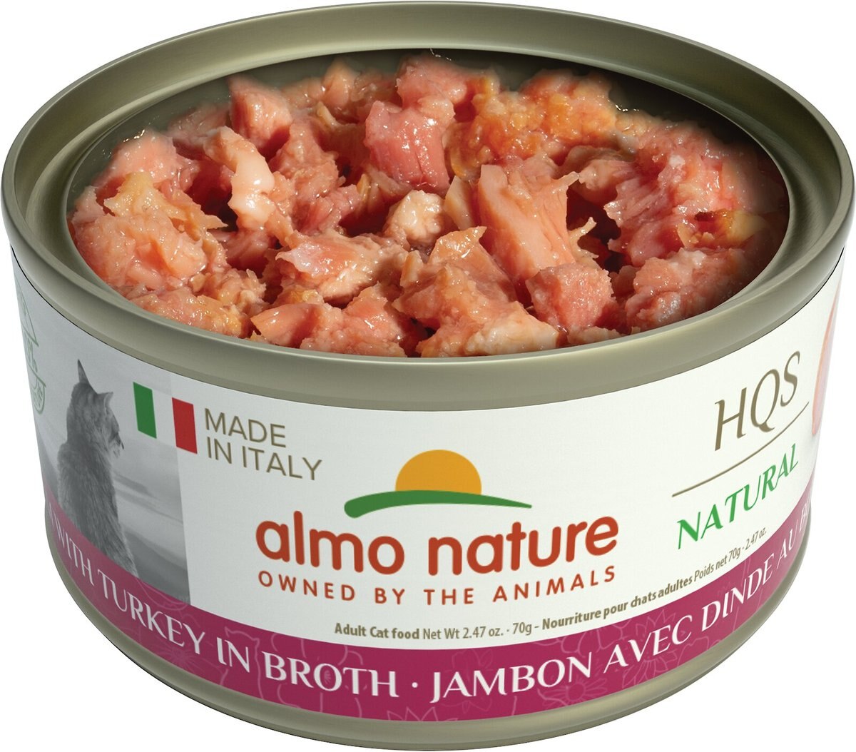 Almo Nature HQS Natural Ham with Turkey in Broth Canned Cat Food