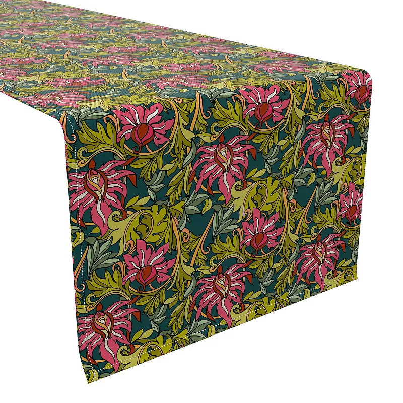 Table Runner， 100% Cotton， 16x90， Floral 8