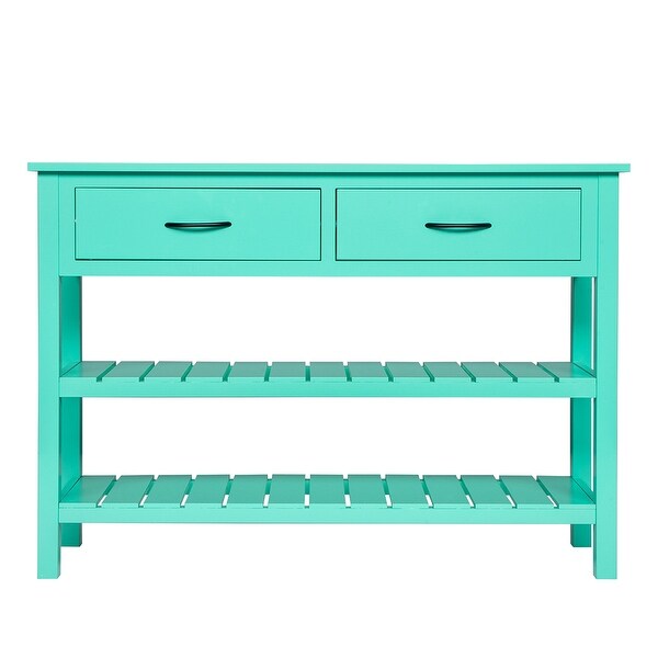 3-Tier Console Table with 2 Drawers， Sofa Table with Storage Shelves