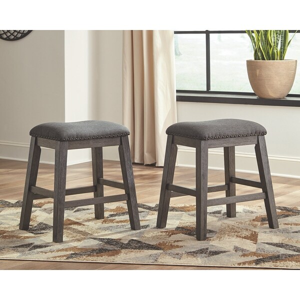 Caitbrook Dark Gray Upholstered Counter Height Barstool (Set of 2)