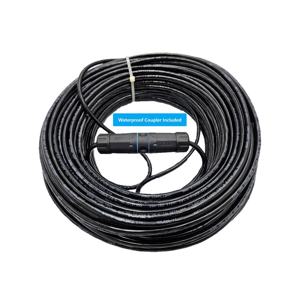 Micro Connectors Inc 200 ft. Cat 6 Outdoor-Rated Shielded Ethernet Cable Kit with Waterproof Coupler in Black E08-200BOU-KT