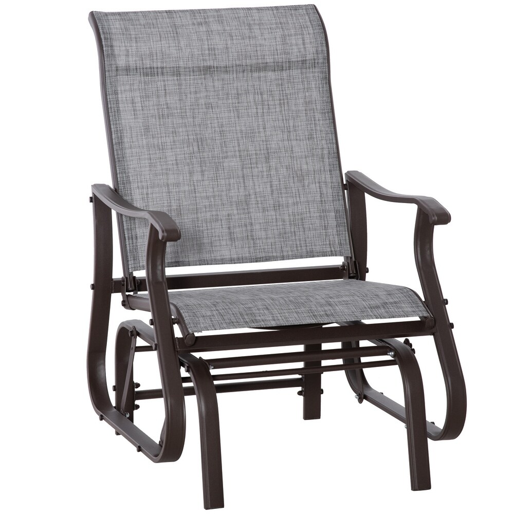 Outsunny Outdoor Swing Glider Chair  Patio Mesh Rocking Chair with Steel Frame for Backyard  Garden and Porch