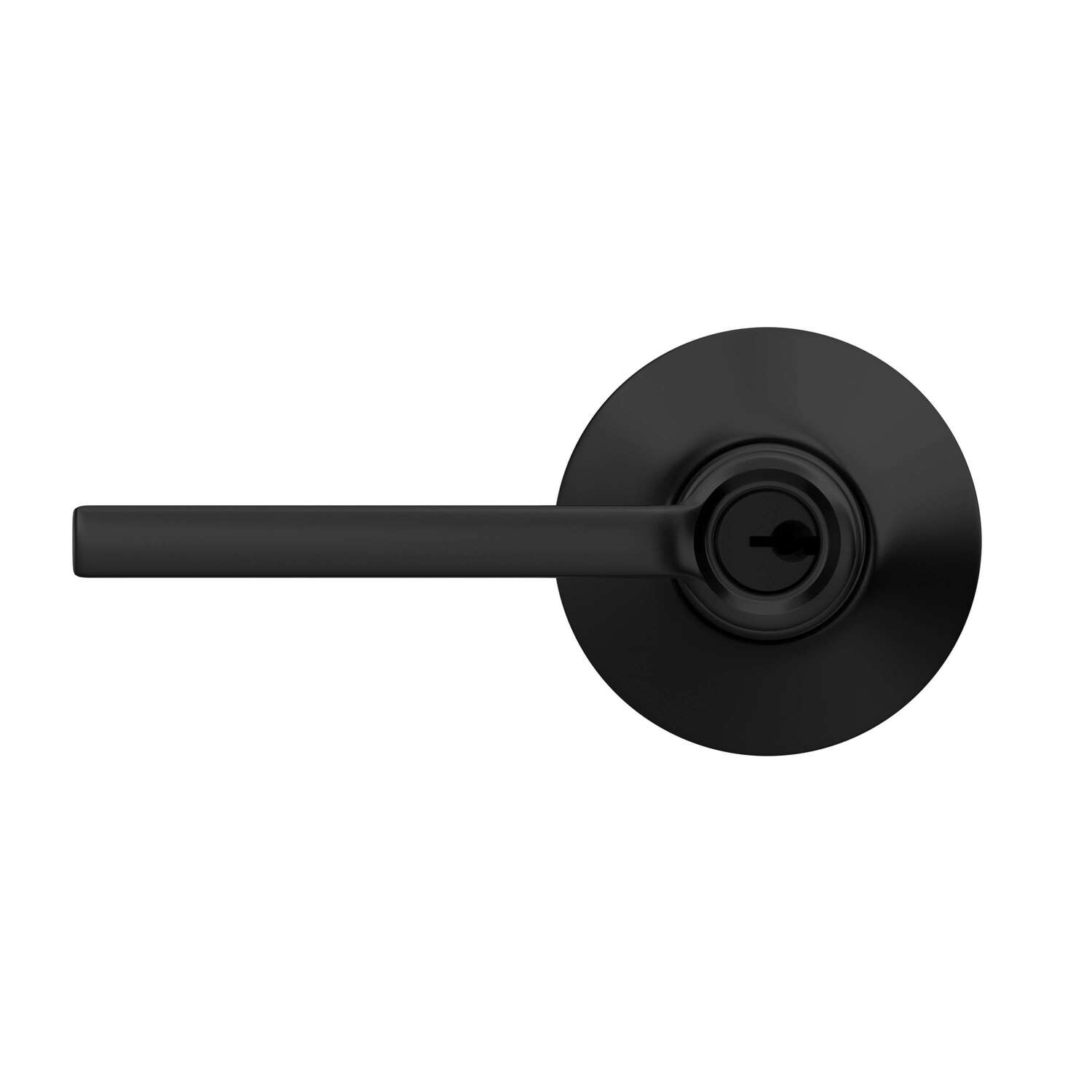 Schlage Latitude Matte Black Entry Lever 1-3/4 in.