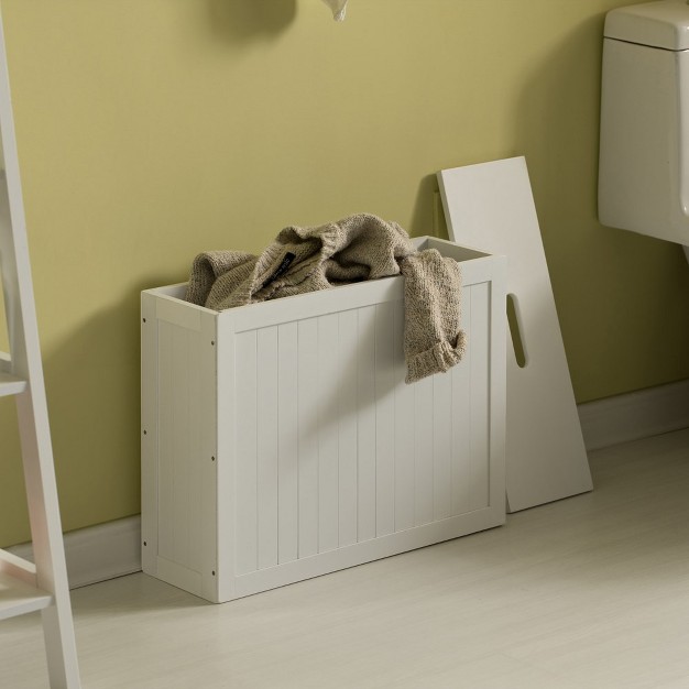 Wooden White Finish Storage Box With Cover Small Storage Laundry Hamper