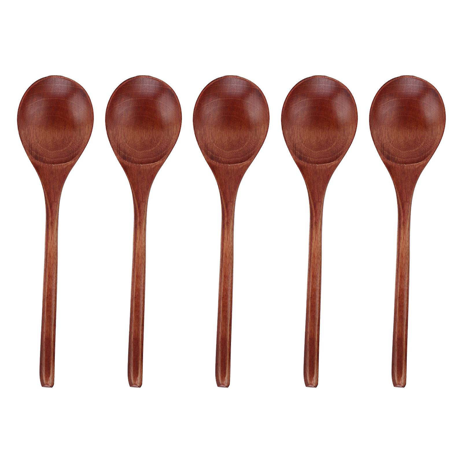 5pcs Wooden Spoons Safe Odorless Delicate Sturdy Durable Wood Mixing Spoons For Gifts Daily Use