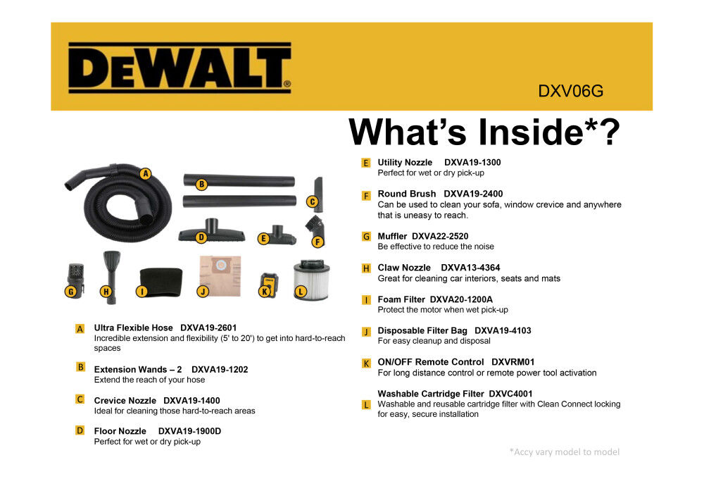 DW 6 Gallon Wall Mounted Wet/Dry Vacuum with Wireless on/off Control DXV06G from DW