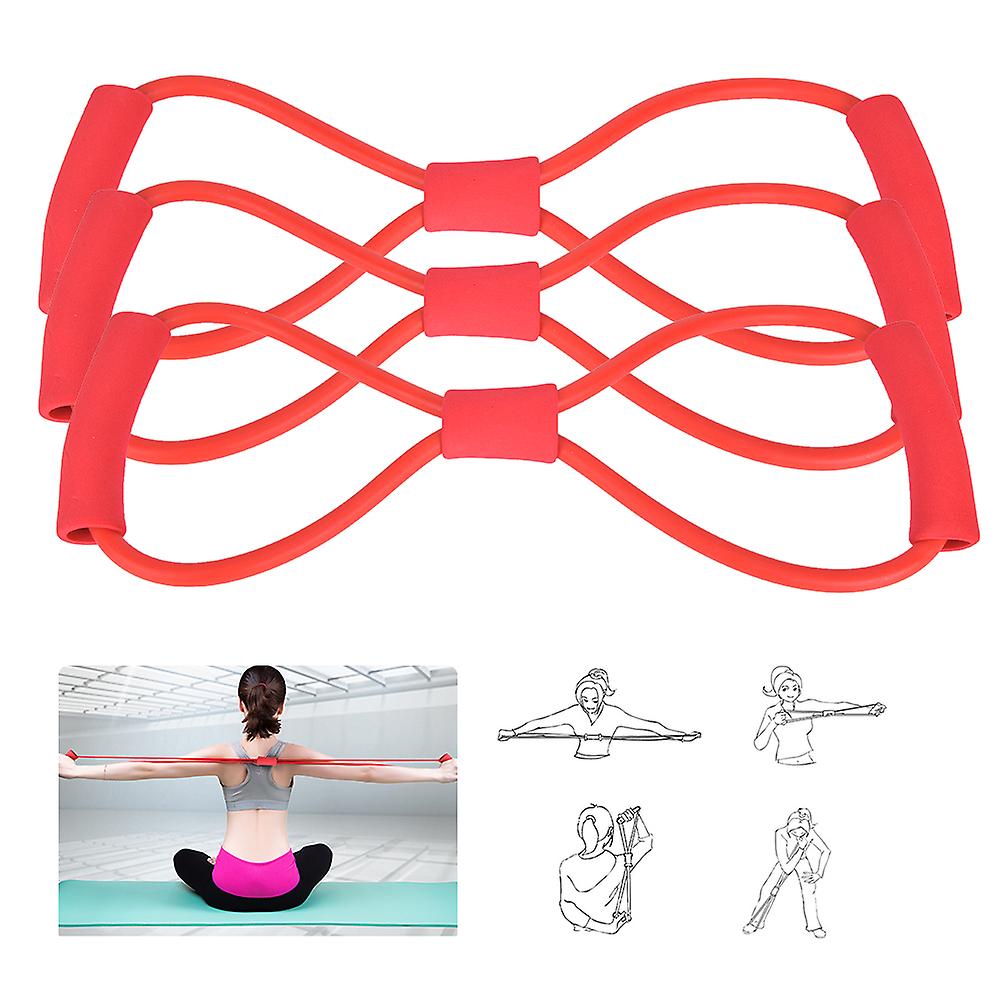 3pcs Domestic 8-shaped Pull Rope Chest Expander Exercise Stretching Strap Body Shaping Yoga Fitness Equipmentred