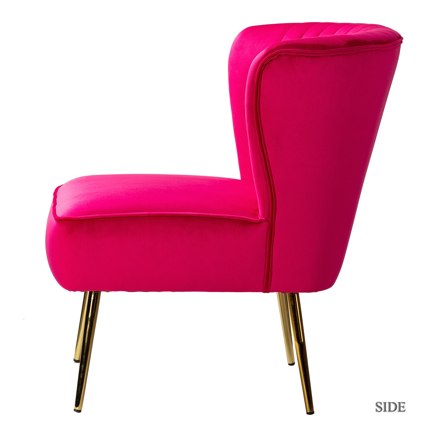 14 Karat Home Velvet Accent Chair Upholstered Transitional Armless Side Chairs Gold Leg Bedroom Living Room Fushia