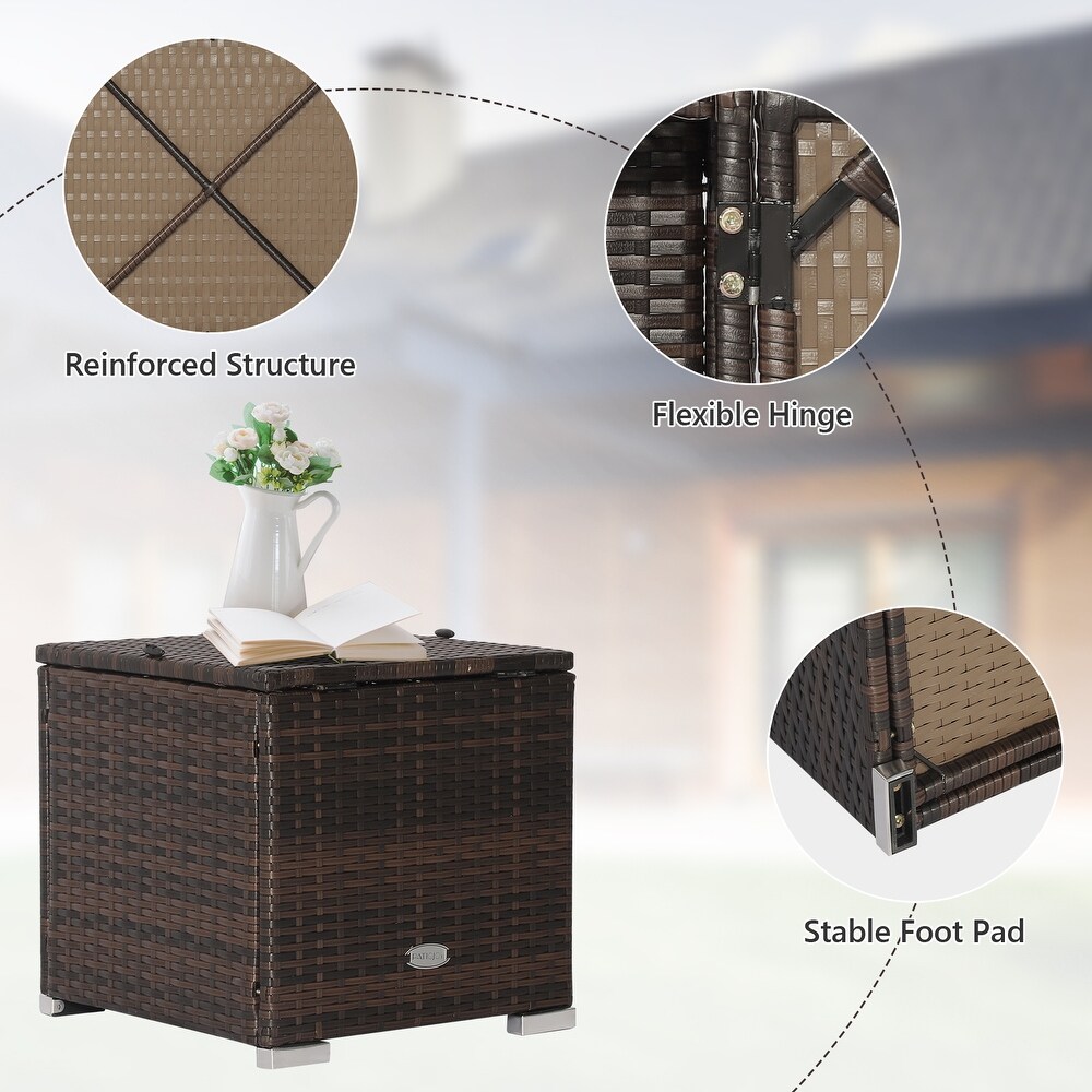 Costway 2PCS Patio Rattan Ottomans Seat Side Table Storage Box   See Details