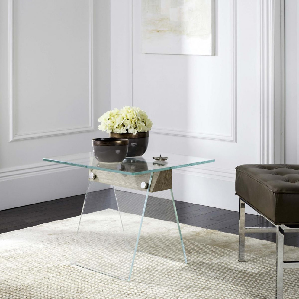 Kierston Modern Glass Loft Accent Table Gray Clear   Contemporary   Side Tables And End Tables   by AED Luxury Home Decor  Houzz