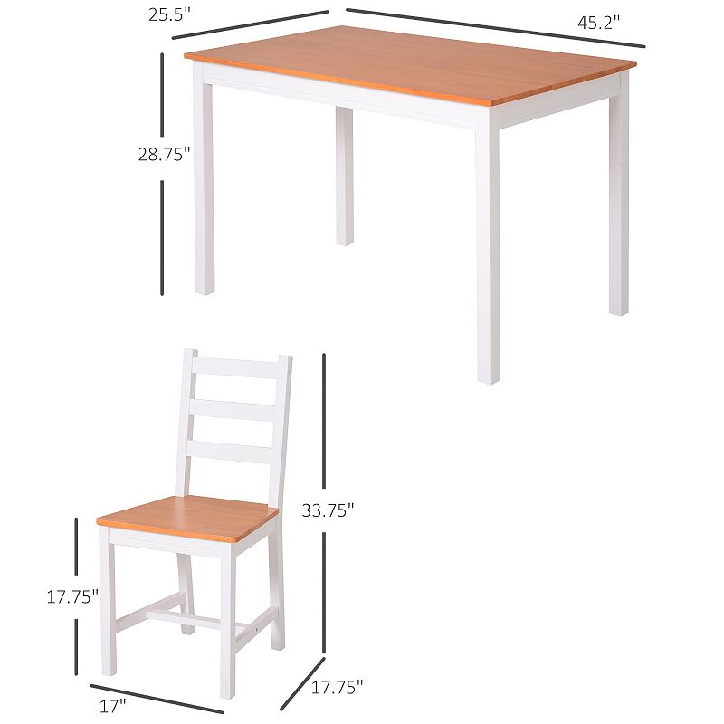 HOMCOM 5 Piece Dining Room Table Set Wooden Kitchen Table and Chairs for Dinette Breakfast Nook Chestnut Brown