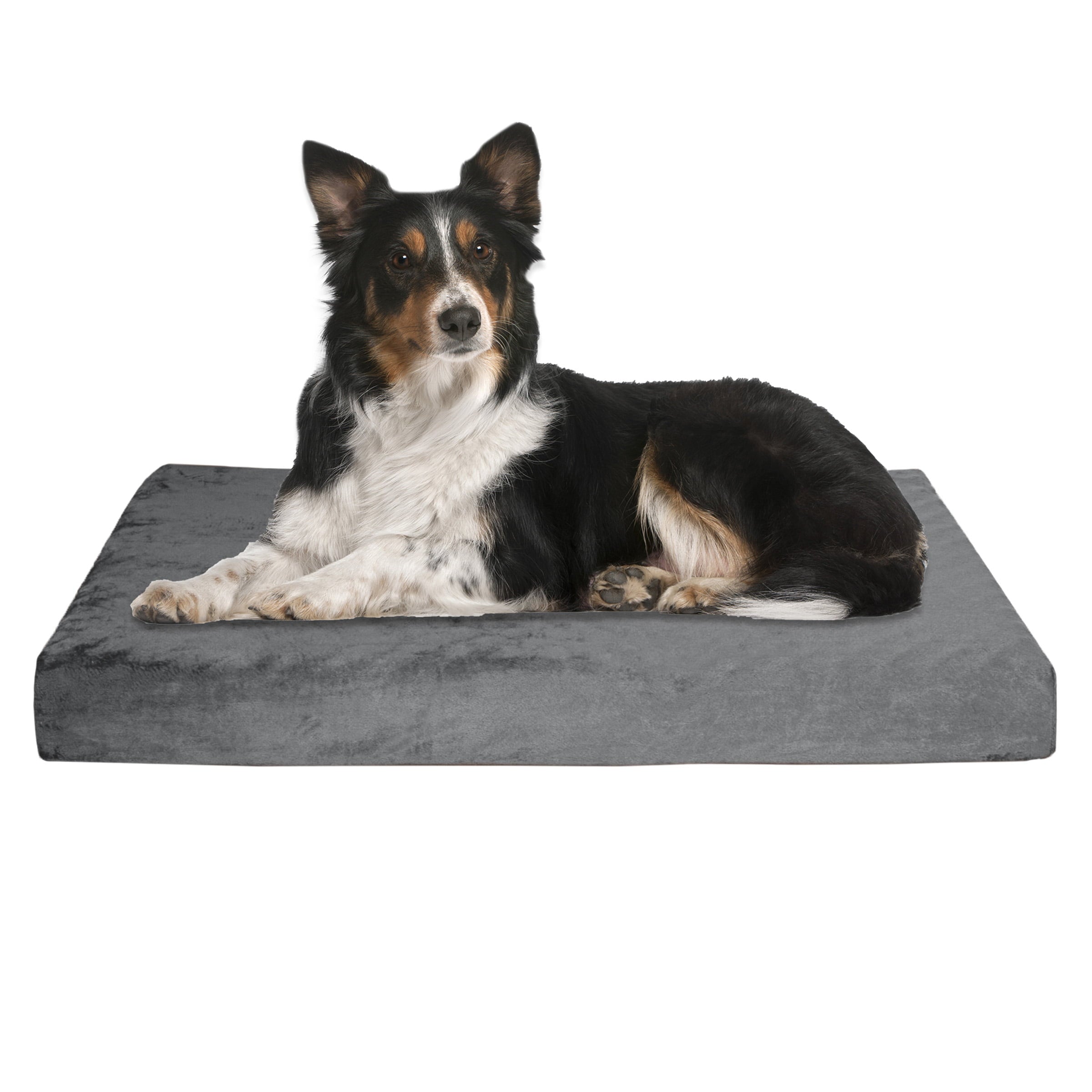 Memory Foam Dog Bed - 2-Layer Orthopedic Pet Pad with Machine Washable Cover - 37x24 Pet Bed for Large Dogs up to 65lbs by PETMAKER (Gray)