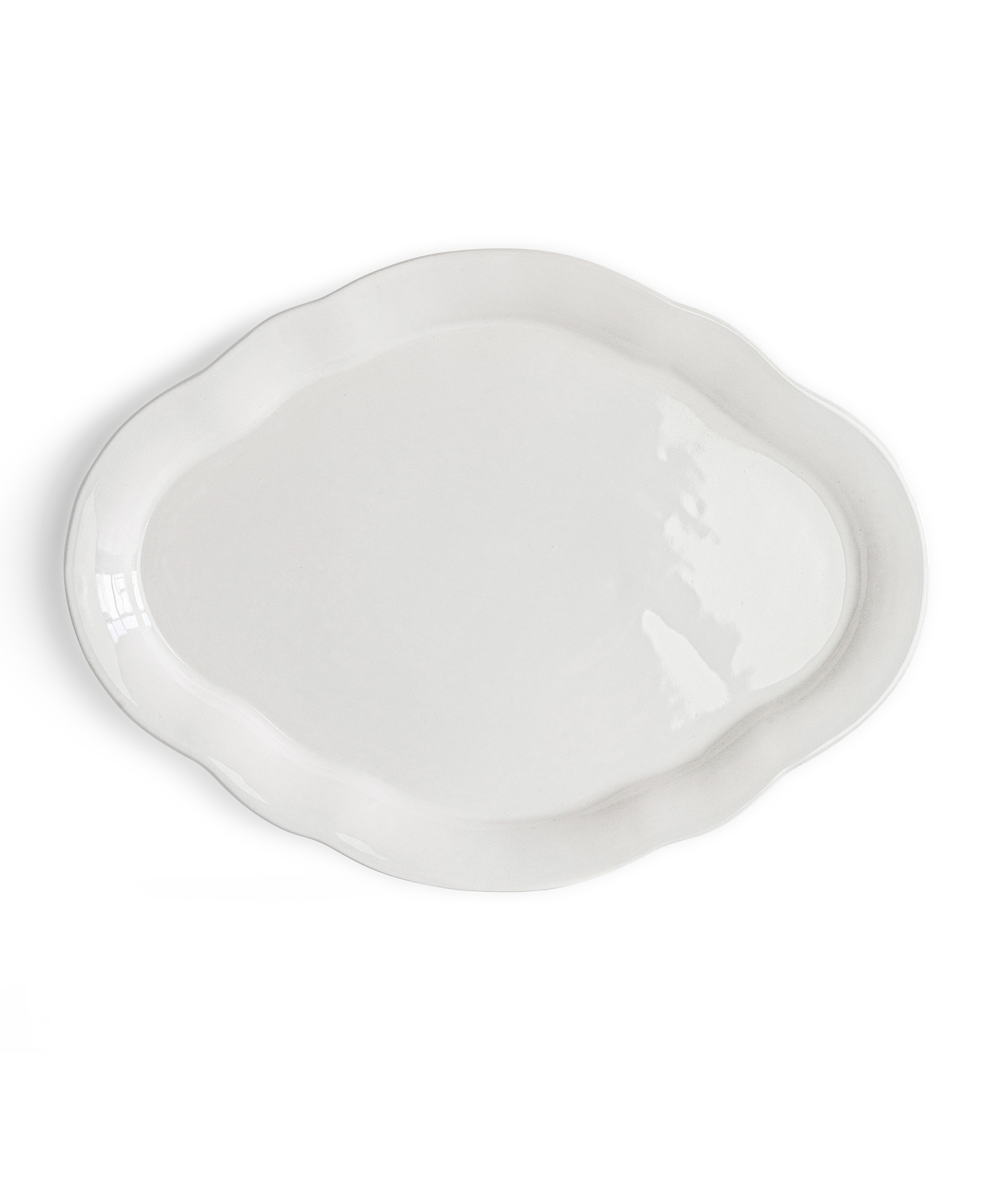 Over and Back Glossy White Stoneware Serving Platter