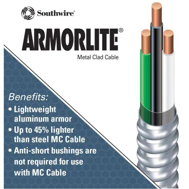 Southwire 122 x 50 ft. Solid CU MC (Metal Clad) Armorlite Cable 68580052