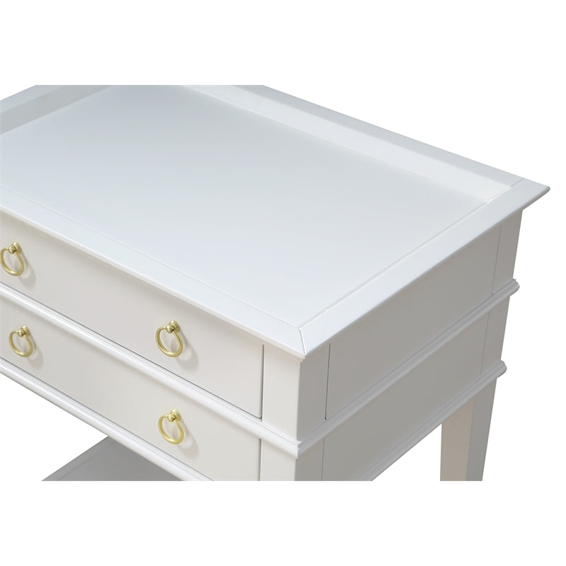 Comfort Pointe Clara 2-Drawer Tray Top Wood Nightstand in White