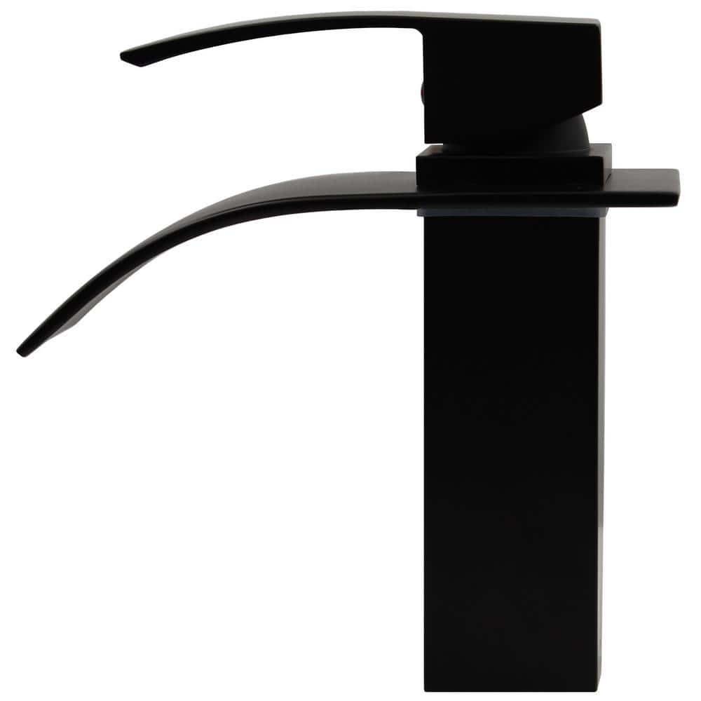 Novatto Remi Single Hole SingleHandle Lav Bathroom Faucet with Waterfall Spout in Matte Black