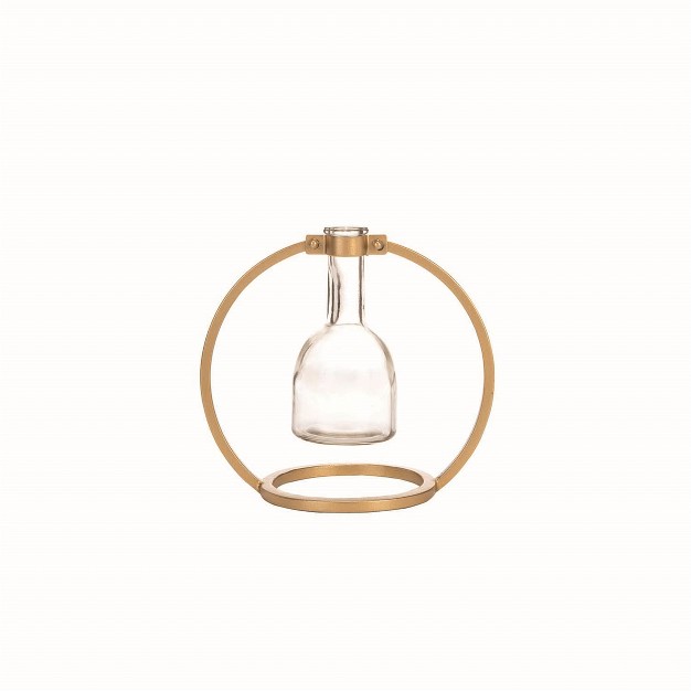 Glass Vase In Modern Round Brass Metal Stand Foreside Home amp Garden