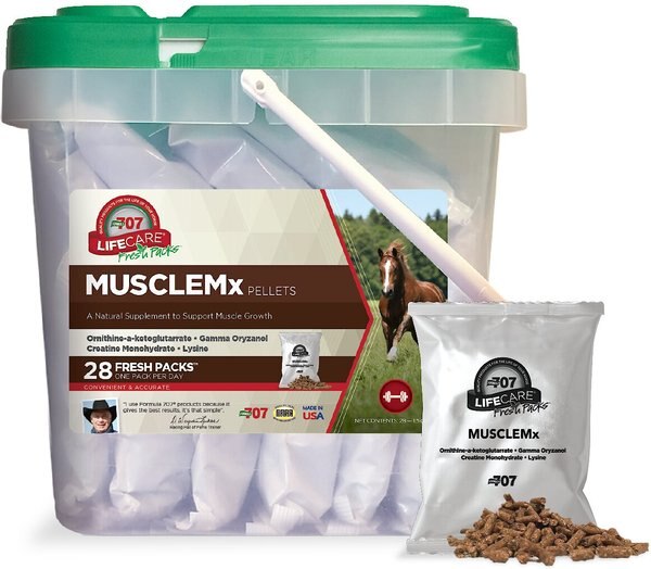 Formula 707 MuscleMx Muscle Care Hay Flavor Pellets Horse Supplement， 28 count