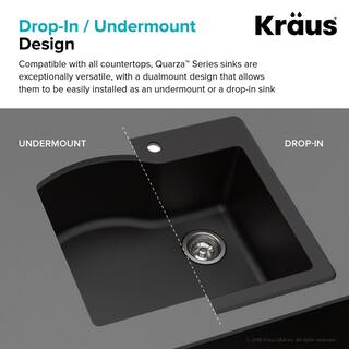 KRAUS Quarza 25 Dual Mount Single Bowl Granite Kitchen Sink in White KGD-441WHITE