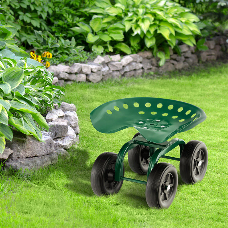 Heavy Duty Rolling Garden Cart Adjustable Height Utility Stool Cart with 360¡ã Swivel Seat & Wheels