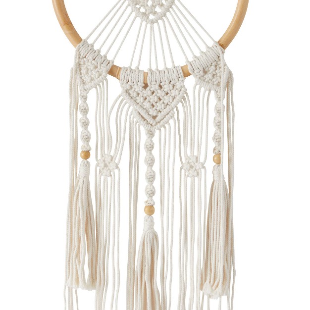 X 13 quot Cotton Macrame Handmade Intricately Weaved Wall Decor With Beaded Fringe Tassels White Olivia amp May