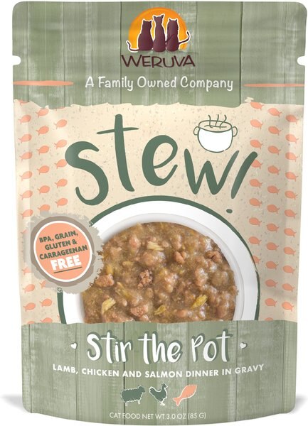 Weruva Classic Cat Stir the Pot with Lamb， Chicken and Salmon in Gravy Stew Cat Food Pouches