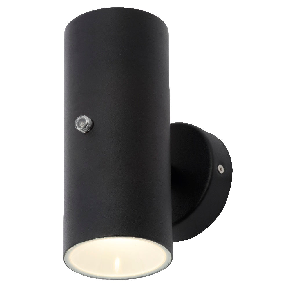 Britalia BRZN-34555-BLK LED Black Outdoor Modern Cylindrical Up & Down Wall Light with Photocell