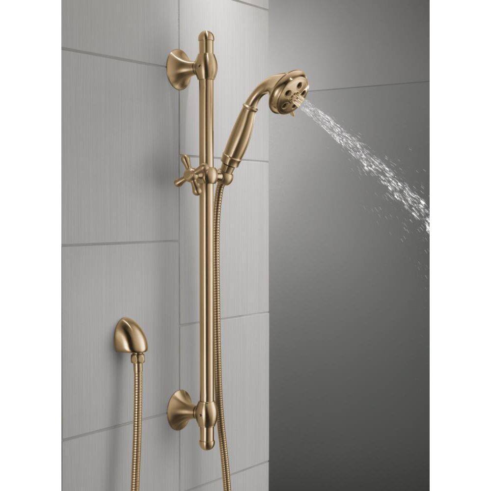 Delta 3-Spray Patterns 1.75 GPM 3.34 in. Wall Mount Handheld Shower Head with Slide Bar and H2Okinetic in Champagne Bronze 51308-CZ