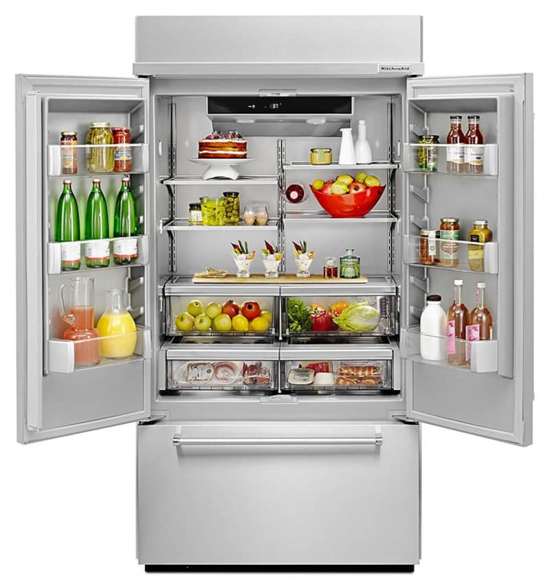 KitchenAid 42 Stainless Steel Built-In French Door Refrigerator With Platinum Interior Design