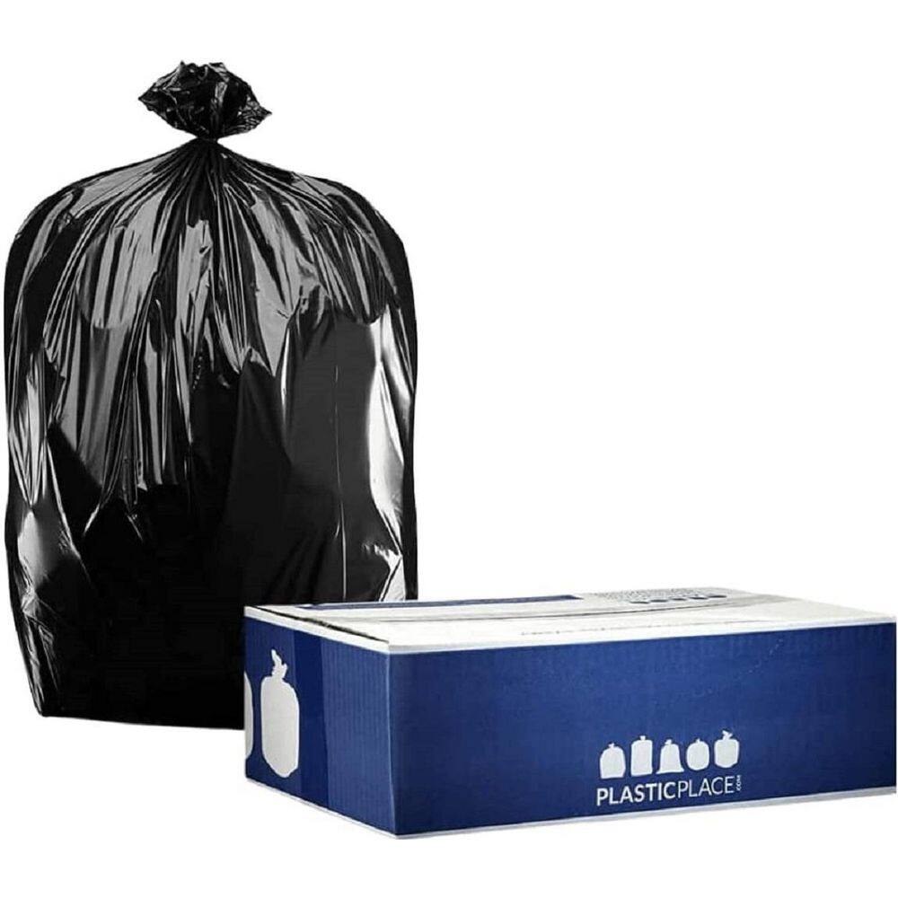 Plasticplace 32 Gal. to 33 Gal. Black Trash Bags 1 mil 33 in. x 39 in. (100-Count) W33LDB1