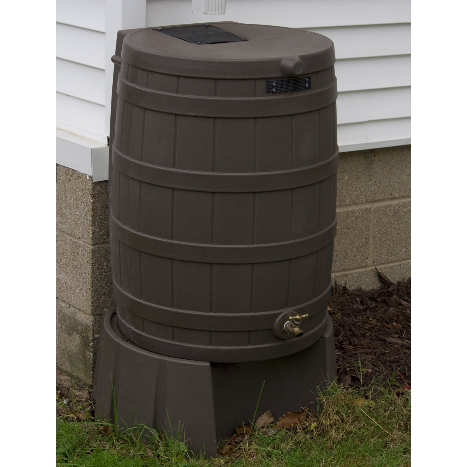 Good Ideas 50 Gallon Rain Wizard Flat Back Rain Barrel， Khaki