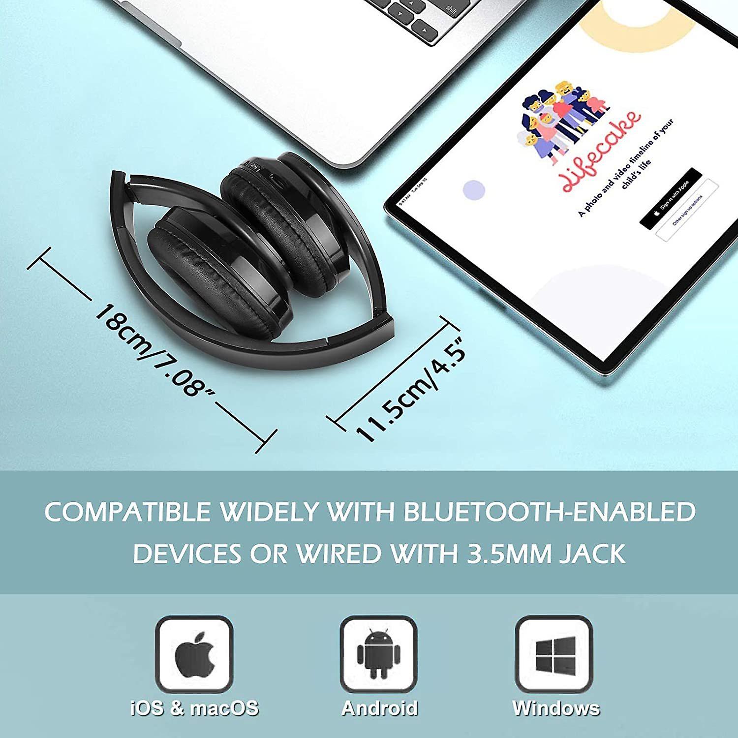 Chronus B39 Wireless Bluetooth Headphones， with Built in Mic  for Iphone Mobile Ipad Android Pc Black