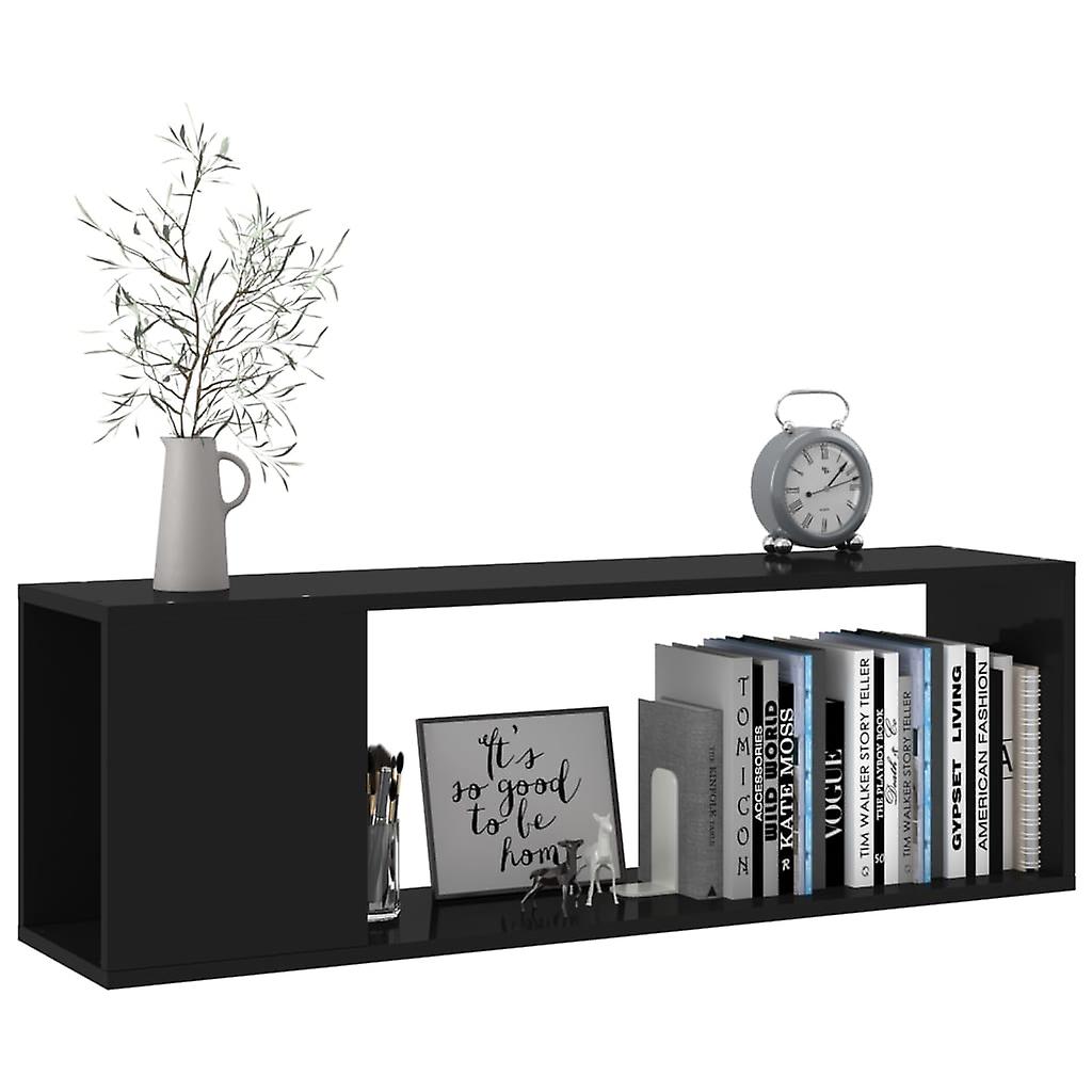 Tv Cabinet High Gloss Black 100x24x32 Cm Engineered Wood